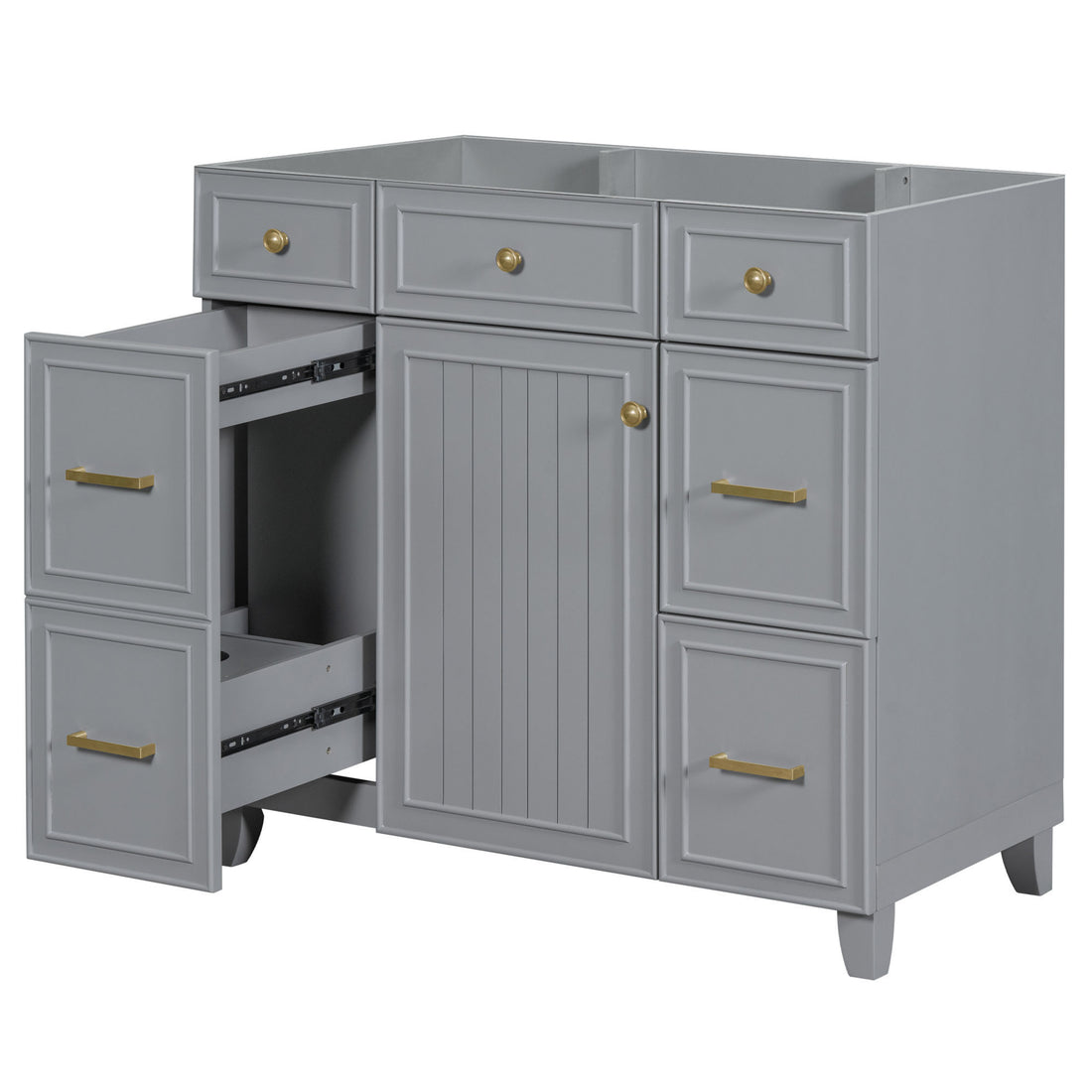 Cabinet Only 36" Bathroom Vanity Gray Sink Not Included Gray Solid Wood Mdf