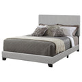 Grey Full Panel Bed Box Spring Required Full Grey Wood Bedroom Transitional Kids Foam Faux Leather Upholstered