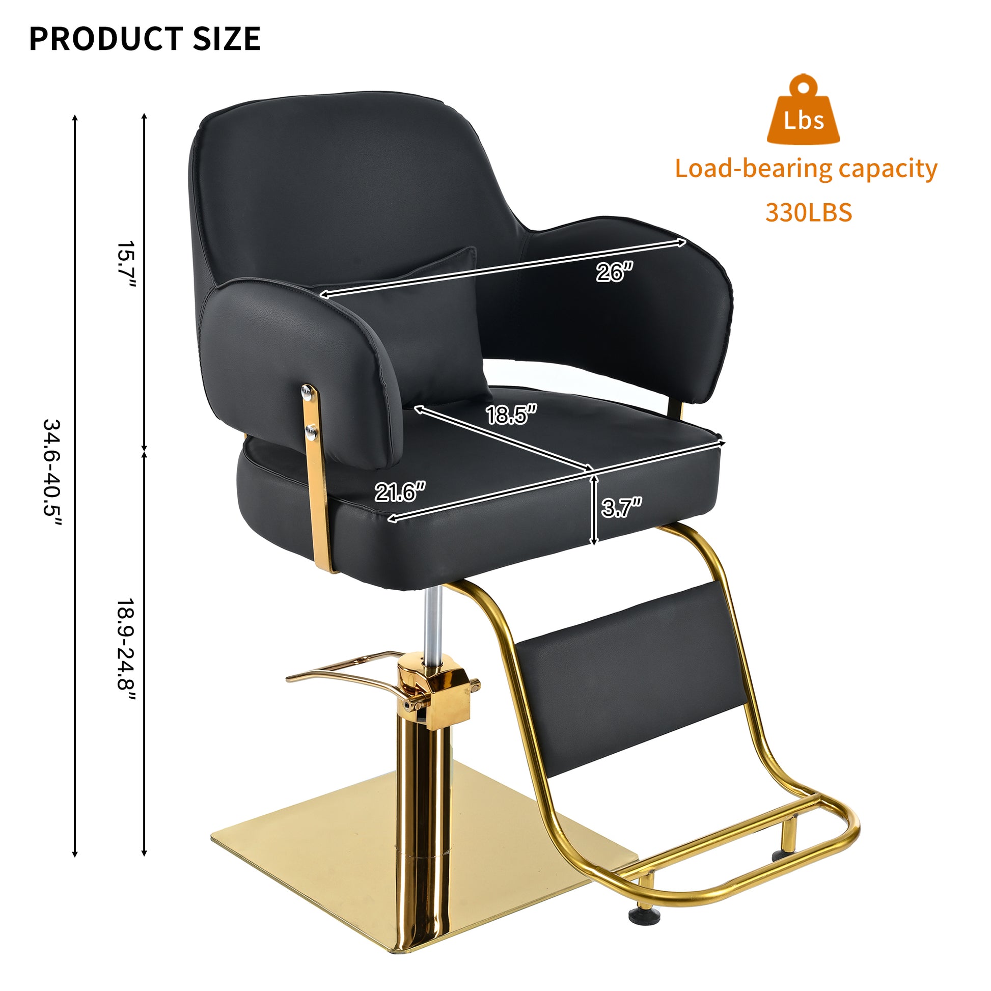 Elegant Barber Chair,Salon Chair for Hair Stylis,with golden black-modern-metal