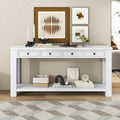 Console Table Sofa Table With Storage Drawers And Bottom Shelf For Entryway Hallway Antique White Antique White Solid Wood