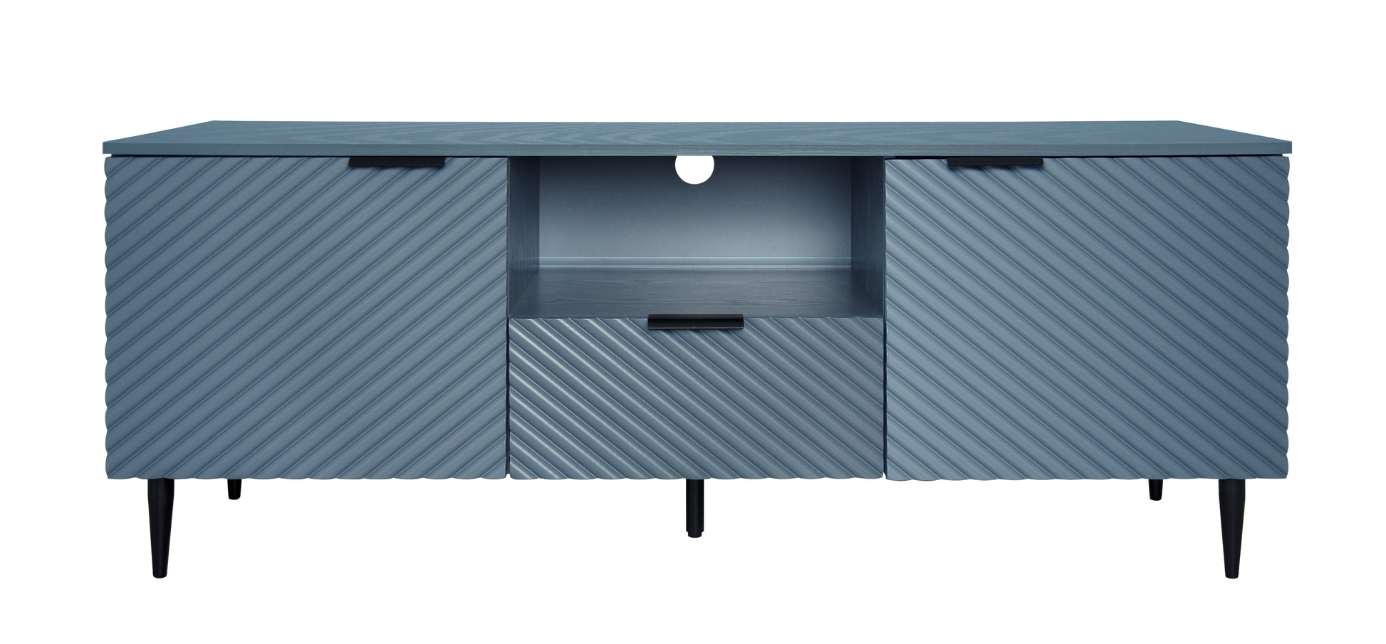 Tv Stand With Solid Ion Feet, Tv Console Table For Living Room, Bedroom Blue Particle Board