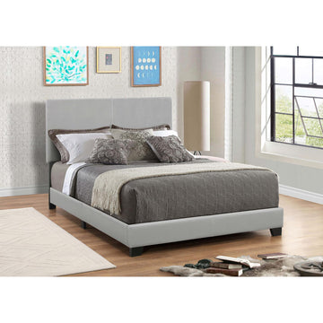 Grey Full Panel Bed Box Spring Required Full Grey Wood Bedroom Transitional Kids Foam Faux Leather Upholstered