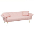 70 Inch Teddy Fleece Sofabed, Convertible Futon Sofabed With Adjustable Arms And Backrest, Modernsofa For Living Room And Bedroom. Pink Light Brown Velvet Wood Primary Living Space Medium Soft Loose Back Contemporary Eucalyptus Foam Foam 2 Seat