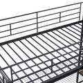 Twin Size Metal Loft Bed With Upper Grid Storage Shelf And Lateral Storage Ladder, Black Black Mdf Metal