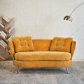 Polyester Fiber Loveseat Sofa Upholstered Couch With Golden Metal Legs Club Two Seat Sofa For Living Reading Room Bedroom Apartment Small Space Dorm,Yellow. Yellow Polyester Wood Primary Living