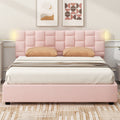 Queen Size Upholstered Platform Bed With Height Adjustable Headboard And Under Bed Storage Space,Pink Pink Upholstered