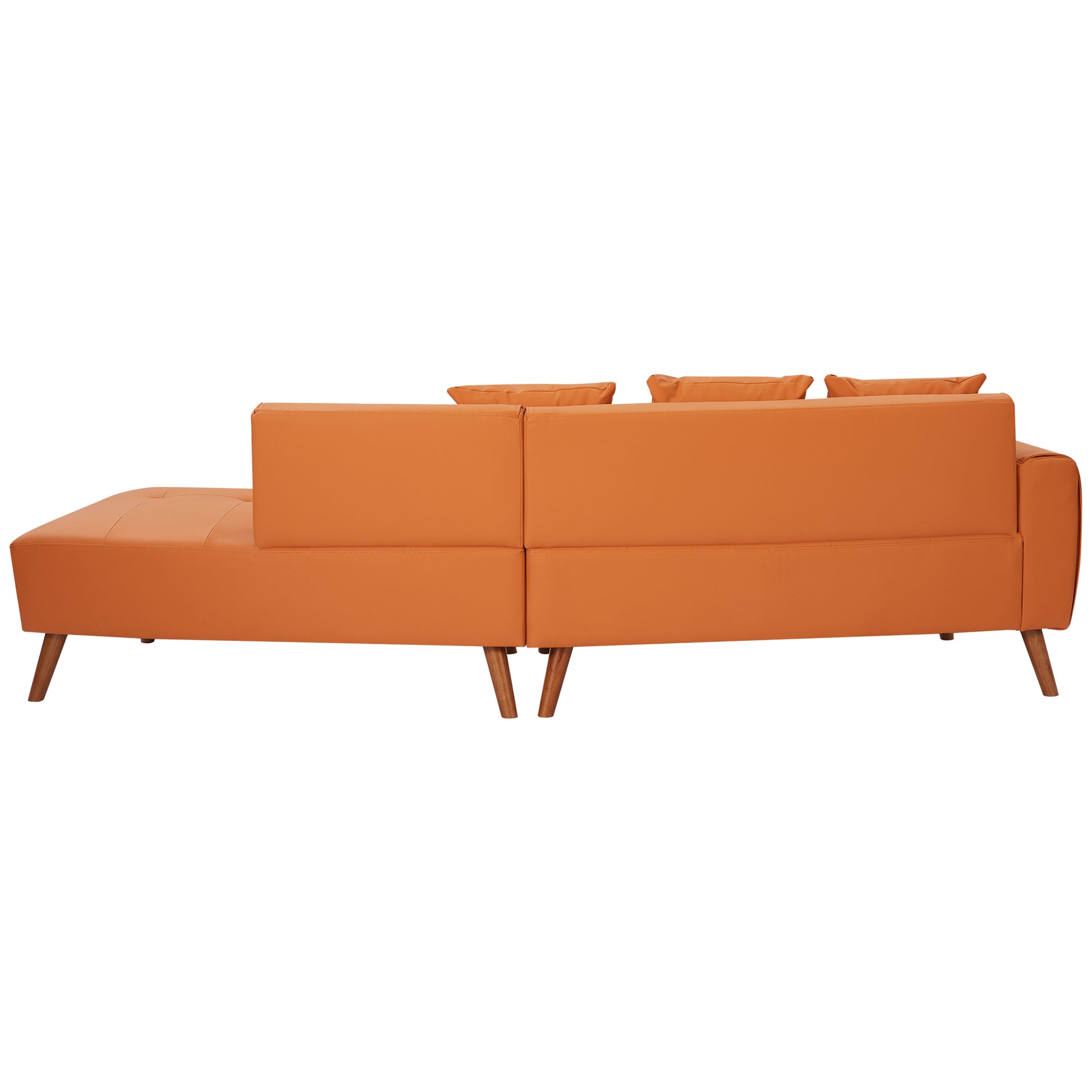 107" Contemporary Sofa Stylish Sofa Couch With A Round Storage Ottoman And Three Removable Pillows For Living Room, Orange Orange Pu