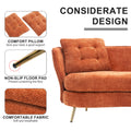 Polyester Fiber Loveseat Sofa Chair Upholstered Couch With Golden Metal Legs Club Two Seat Sofa For Living Reading Room Bedroom Apartment Small Space Dorm,Orange. Orange Polyester Wood Primary