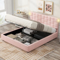 Queen Size Upholstered Platform Bed With Height Adjustable Headboard And Under Bed Storage Space,Pink Pink Upholstered