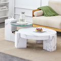 A Modern, Fashionable, And Durable Marble Textured Mdf Coffee Table With A Side Table. Match With Multiple Scenes. Suitable For Living Room And Bedroom. White Mdf Glass