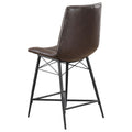 Brown Tufted Counter Height Stool Set Of 2 Solid Brown Dining Room Spot Clean Industrial Bar Stools Tufted Back Foam Upholstered