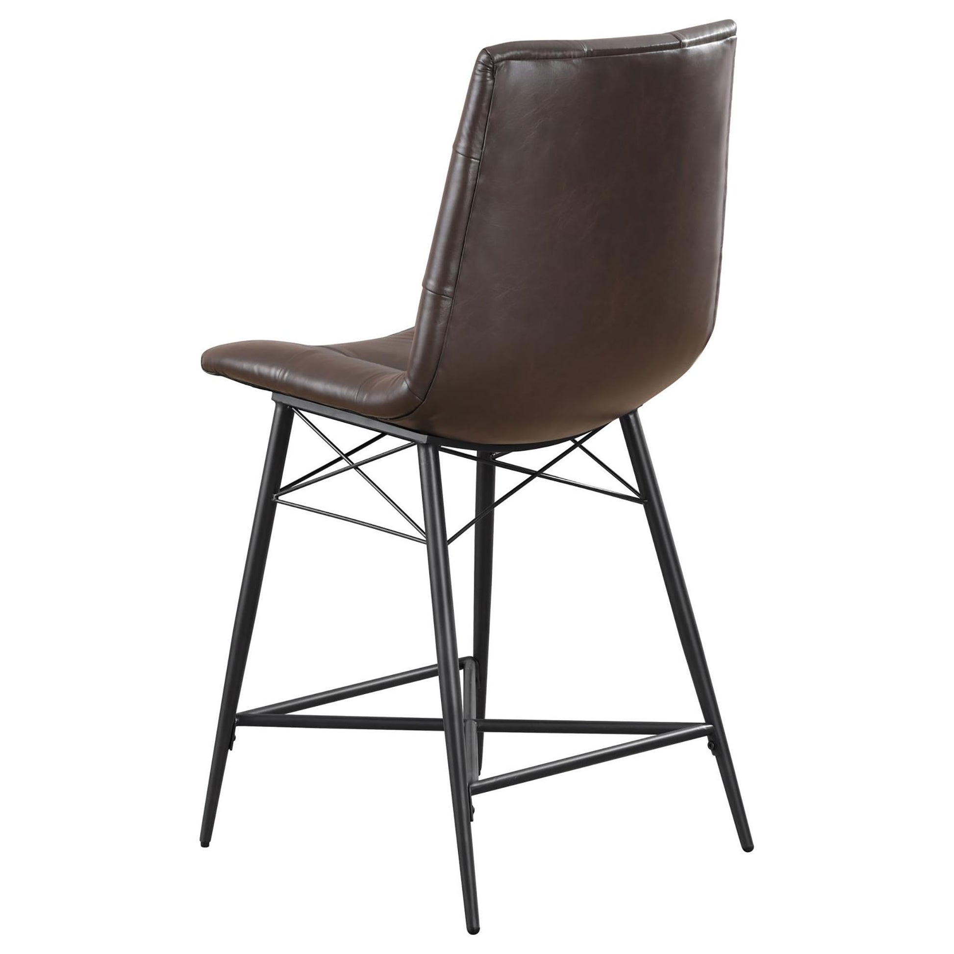 Brown Tufted Counter Height Stool Set Of 2 Solid Brown Dining Room Spot Clean Industrial Bar Stools Tufted Back Foam Upholstered