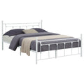 Matte White Slatted Full Platform Bed Box Spring Not Required Full White Metal Bedroom Transitional Bed Frame Metal