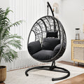 Comming Outdoor Indoor Pe Wicker Swing Egg Chair Gray Color Yes Gray Rust Resistant Frame Fade Resistant Cushion Foam Wicker