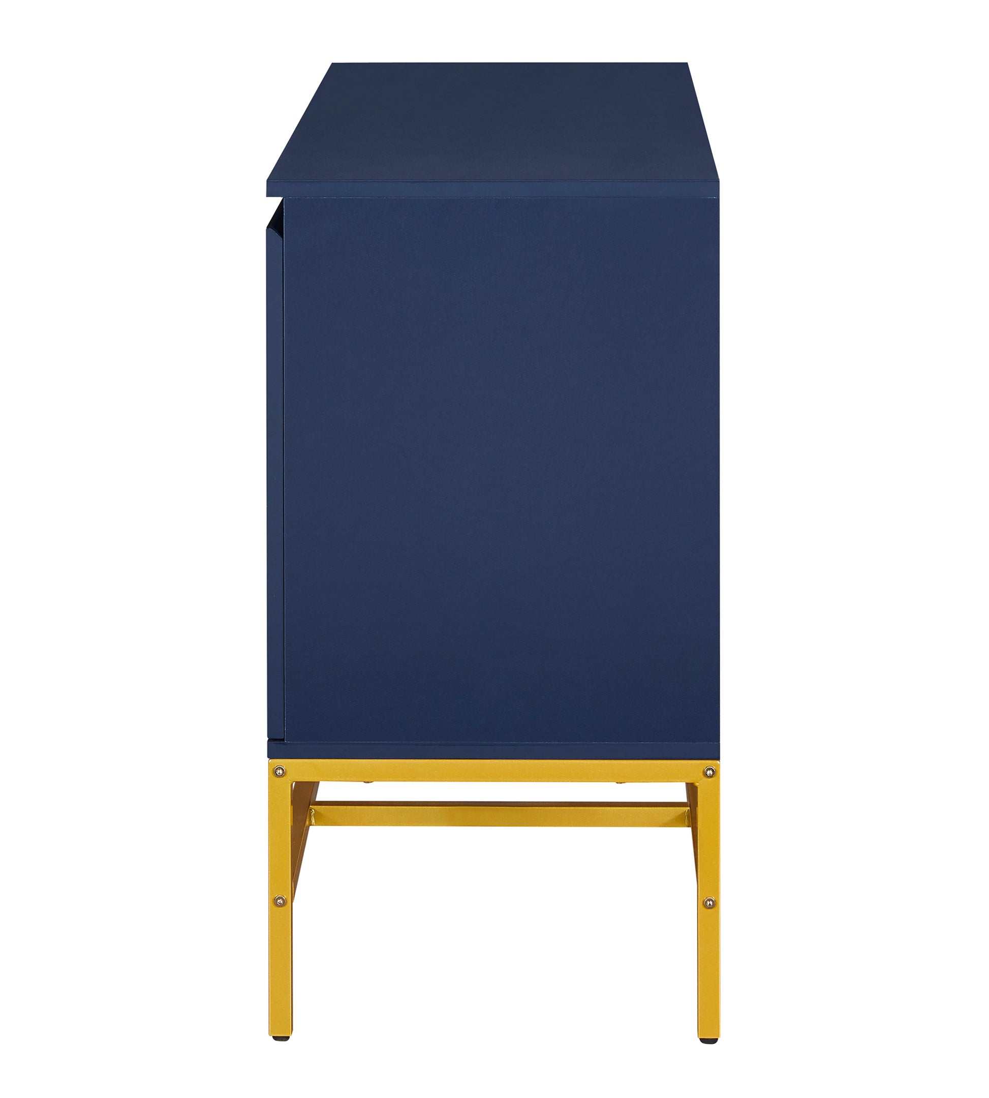 Minimalist & Luxury Cabinet Two Door Sideboard With Gold Metal Legs For Living Room, Dining Room Navy Navy Particle Board