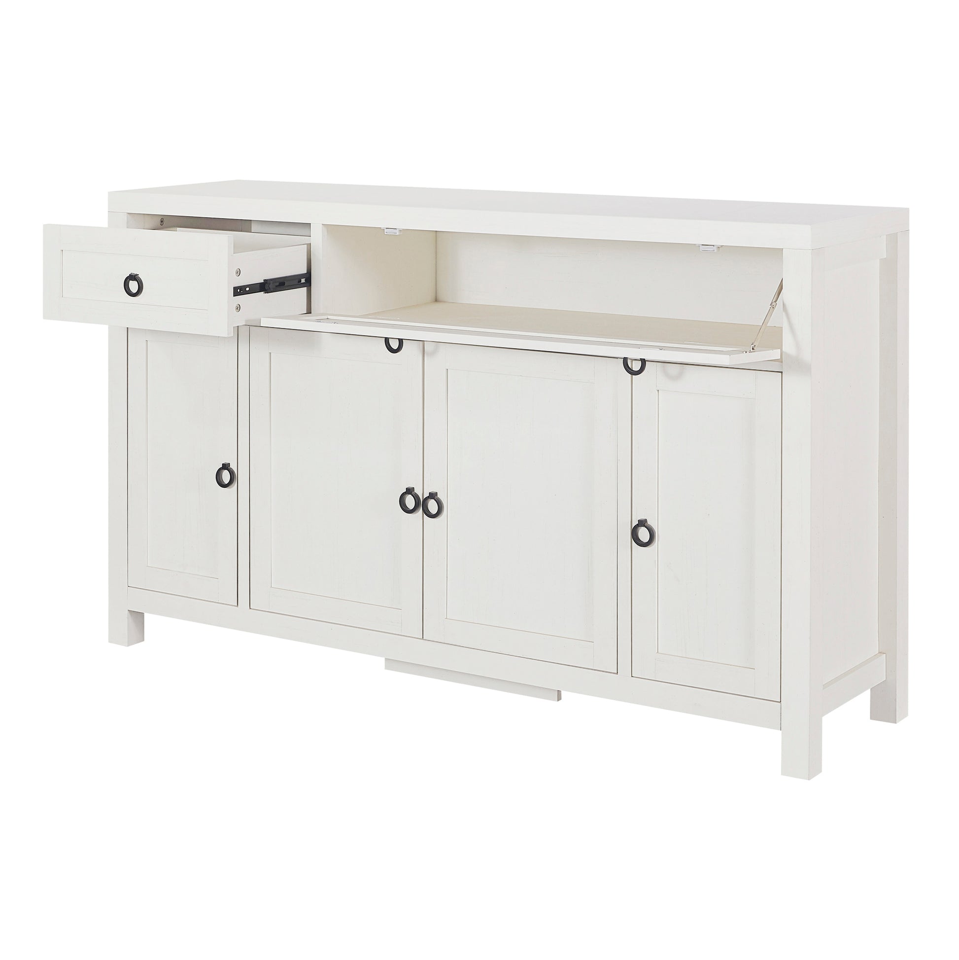 Retro Style Large Storage Space Sideboard With Flip Door And 1 Drawer, 4 Height Adjustable Cabinets, Suitable For Kitchen, Dining Room, Living Room Antique White Antique White Particle Board