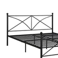 Black Queen Platform Bed Box Spring Not Required Queen Black Metal Bedroom Contemporary,Modern Open Frame Metal