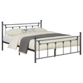 Gunmetal Slatted Queen Platform Bed Box Spring Not Required Queen Grey Metal Bedroom Transitional Bed Frame Metal