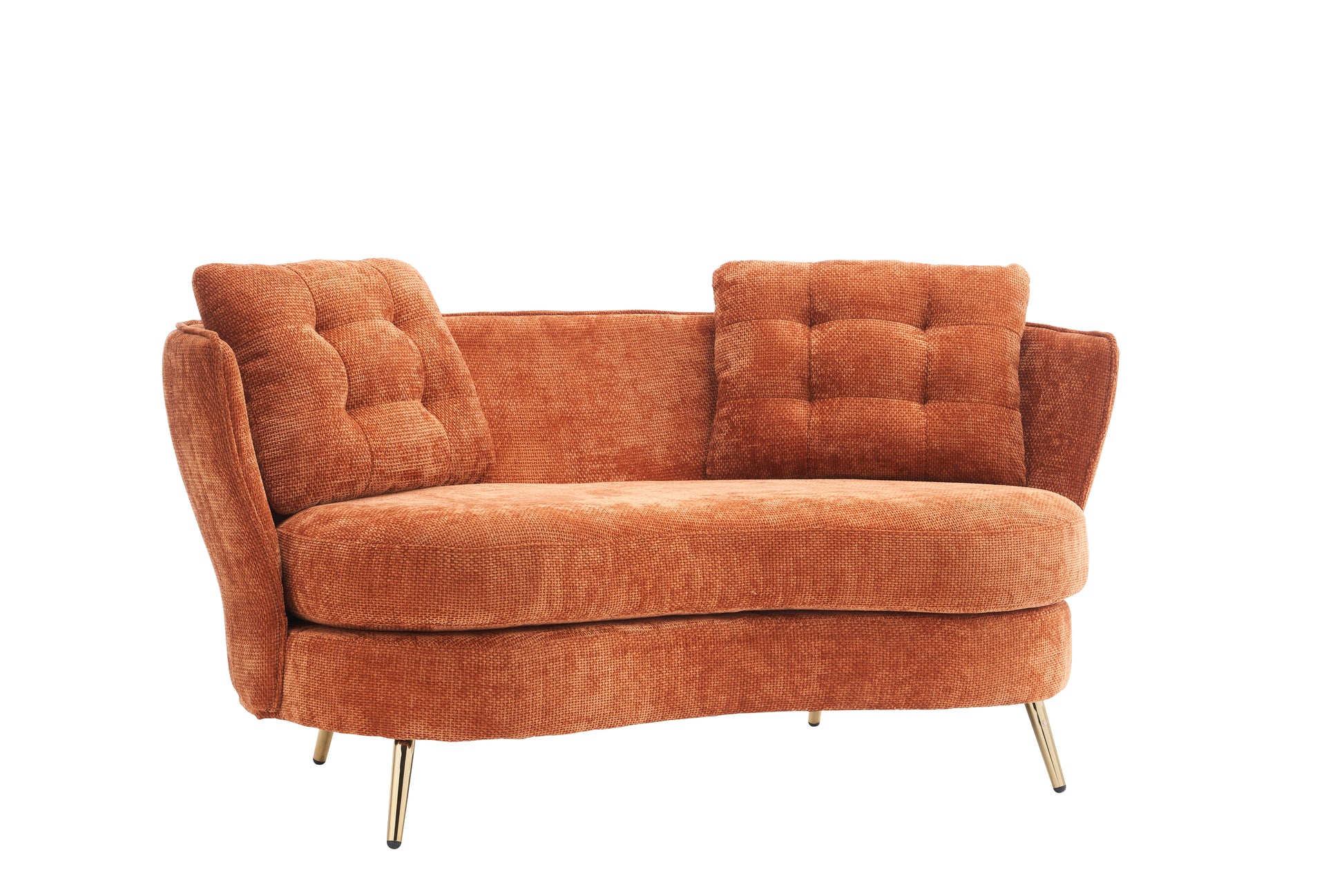 Polyester Fiber Loveseat Sofa Chair Upholstered Couch With Golden Metal Legs Club Two Seat Sofa For Living Reading Room Bedroom Apartment Small Space Dorm,Orange. Orange Polyester Wood Primary