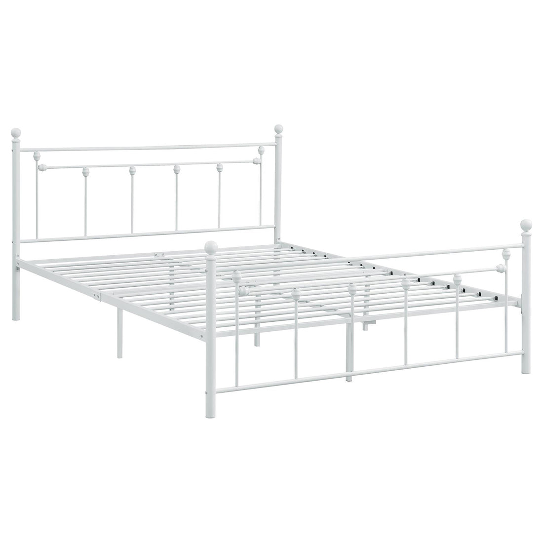Matte White Slatted Full Platform Bed Box Spring Not Required Full White Metal Bedroom Transitional Bed Frame Metal