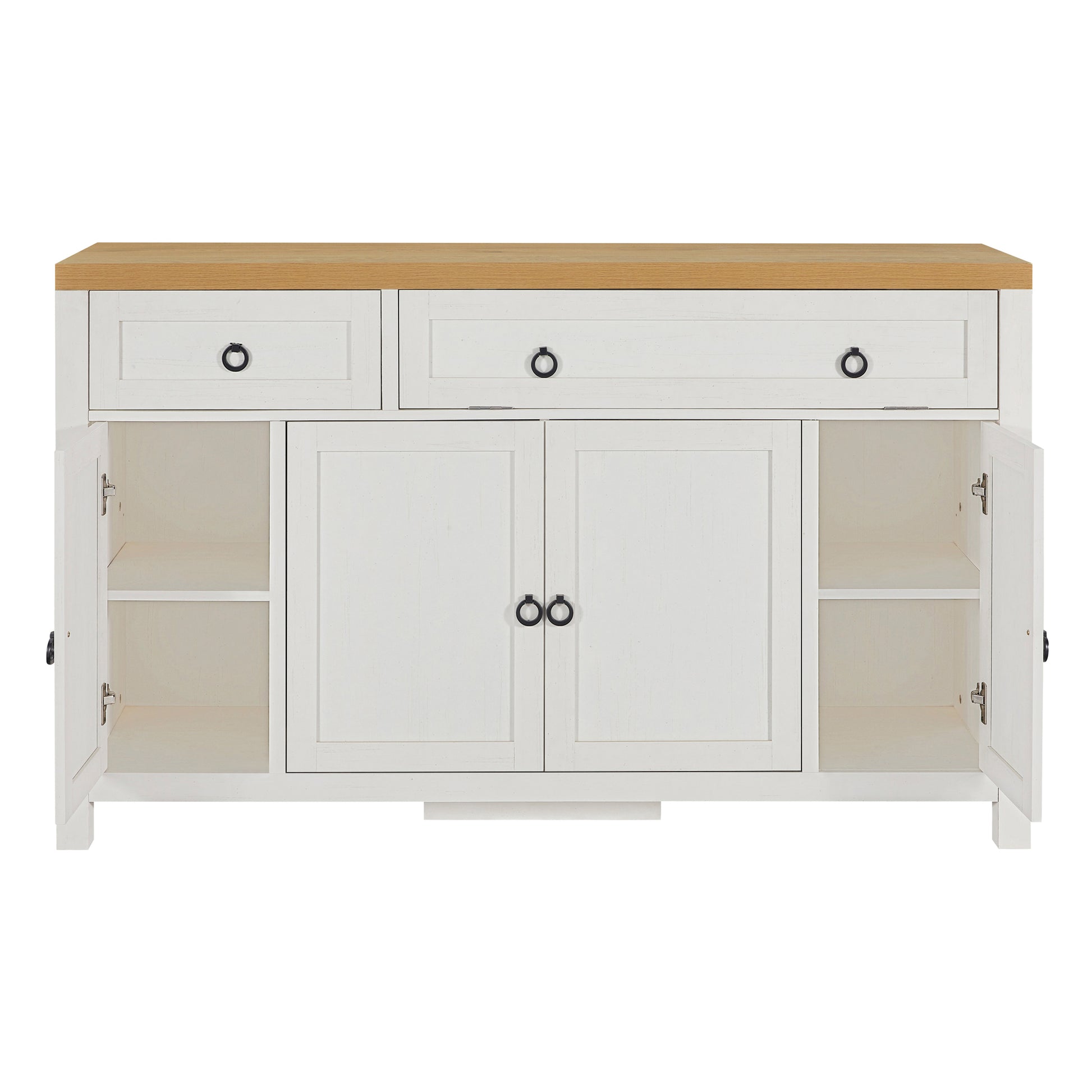 Retro Style Large Storage Space Sideboard With Flip Door And 1 Drawer, 4 Height Adjustable Cabinets, Suitable For Kitchen, Dining Room, Living Room Brown Antique White Brown Antique White Particle Board