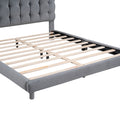 Queen Size Upholstered Platform Bed With Soft Headboard,Gray Gray Upholstered