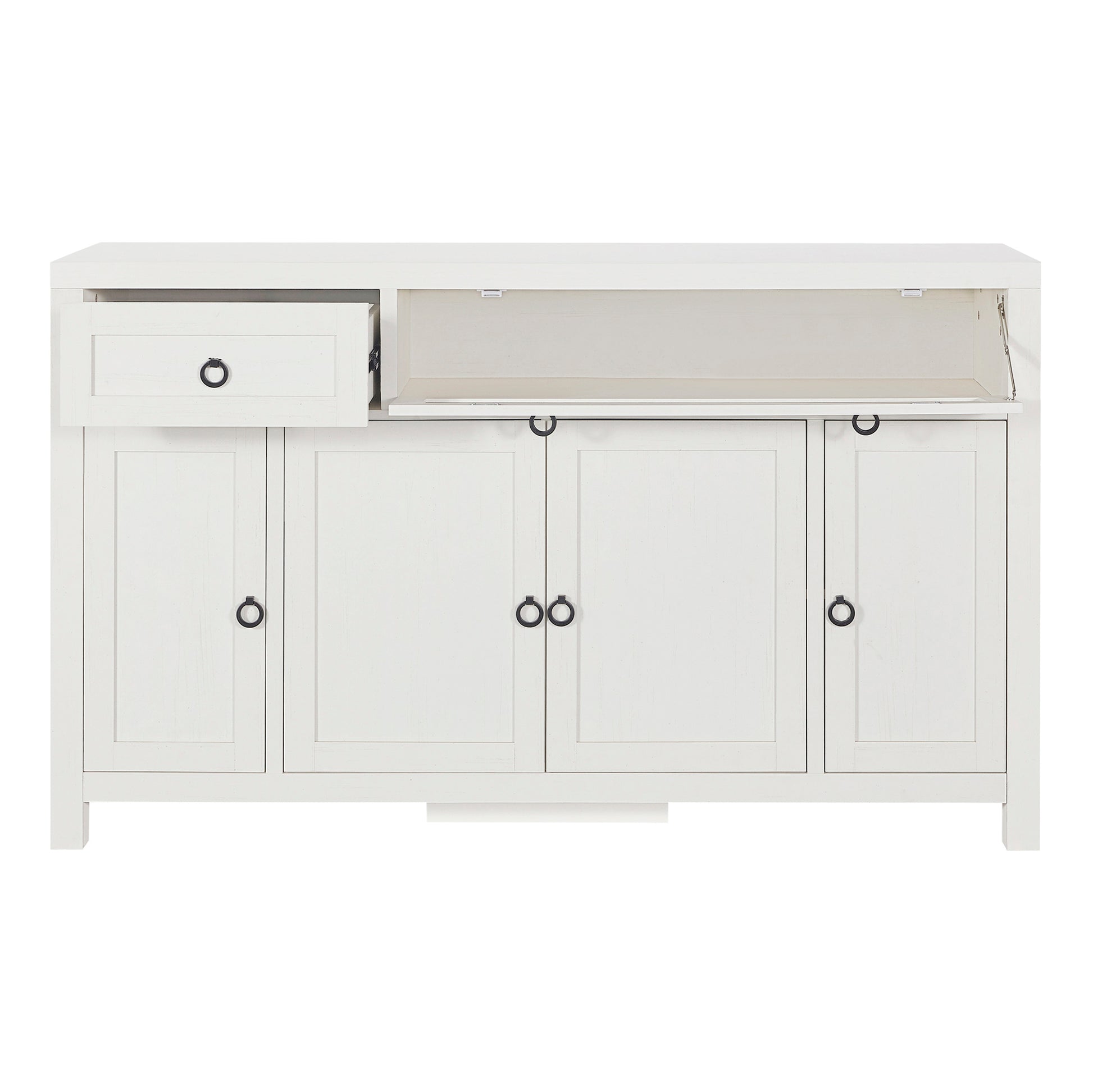 Retro Style Large Storage Space Sideboard With Flip Door And 1 Drawer, 4 Height Adjustable Cabinets, Suitable For Kitchen, Dining Room, Living Room Antique White Antique White Particle Board