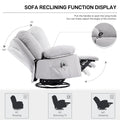 Modern Chenille Recliner Chairs Swivel Massage Rocker Recliner With Heat Natural Ash Chenille Manual Handle Metal Primary Living Space Soft Cushion Back Heavy Duty American Design,Artsy,Casual,Cute Pillow Top Arms Foam Chenille