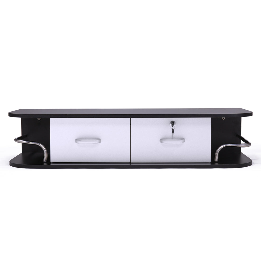 Wall Mounted Barber Station, Beauty Table With Locking Drawer, Beauty Spa Salon Styling Equipment, Black And White Black White Particle Board