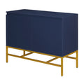 Minimalist & Luxury Cabinet Two Door Sideboard With Gold Metal Legs For Living Room, Dining Room Navy Navy Particle Board