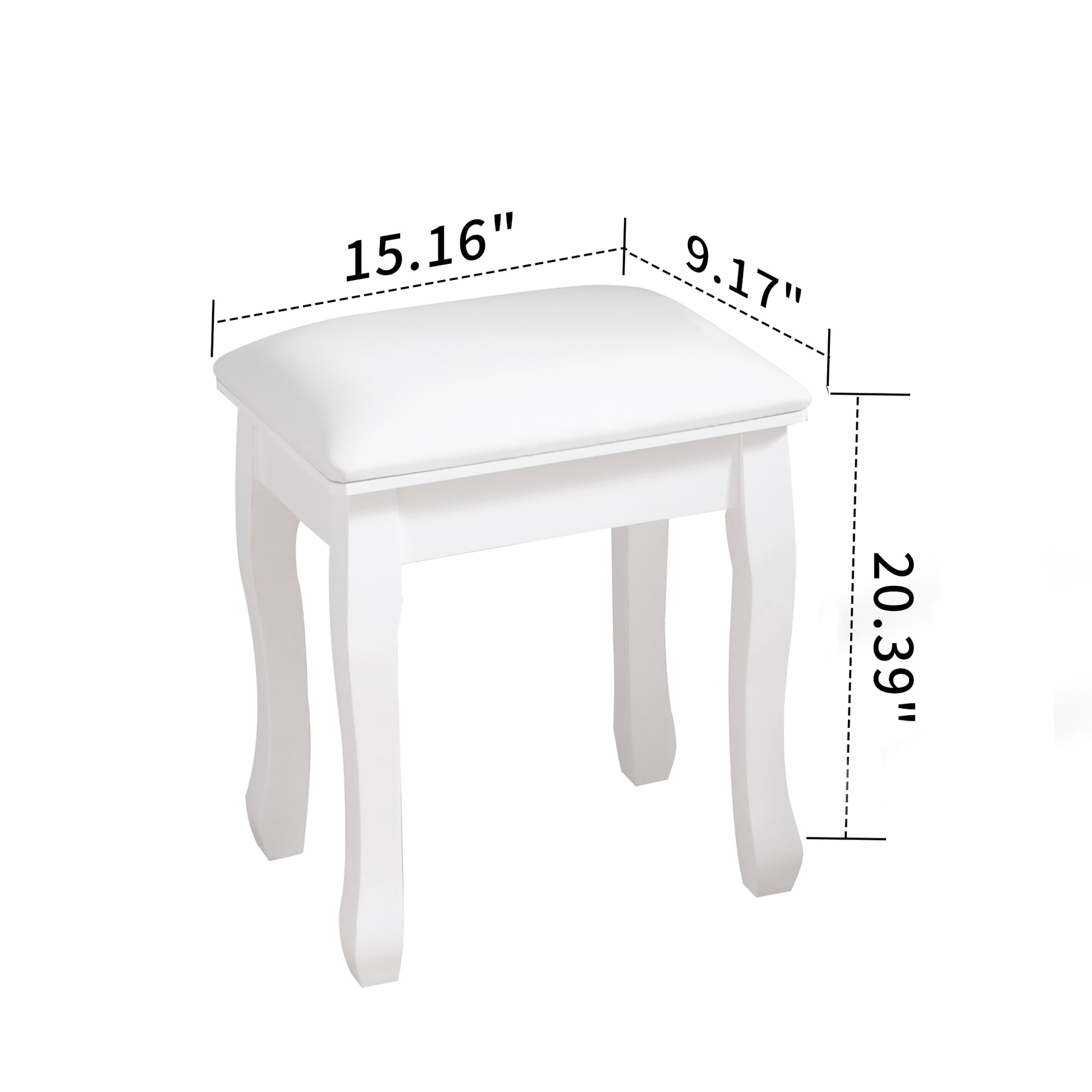 Solid Wood Square Stool White White Wood