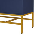 Minimalist & Luxury Cabinet Two Door Sideboard With Gold Metal Legs For Living Room, Dining Room Navy Navy Particle Board