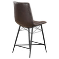 Brown Tufted Counter Height Stool Set Of 2 Solid Brown Dining Room Spot Clean Industrial Bar Stools Tufted Back Foam Upholstered