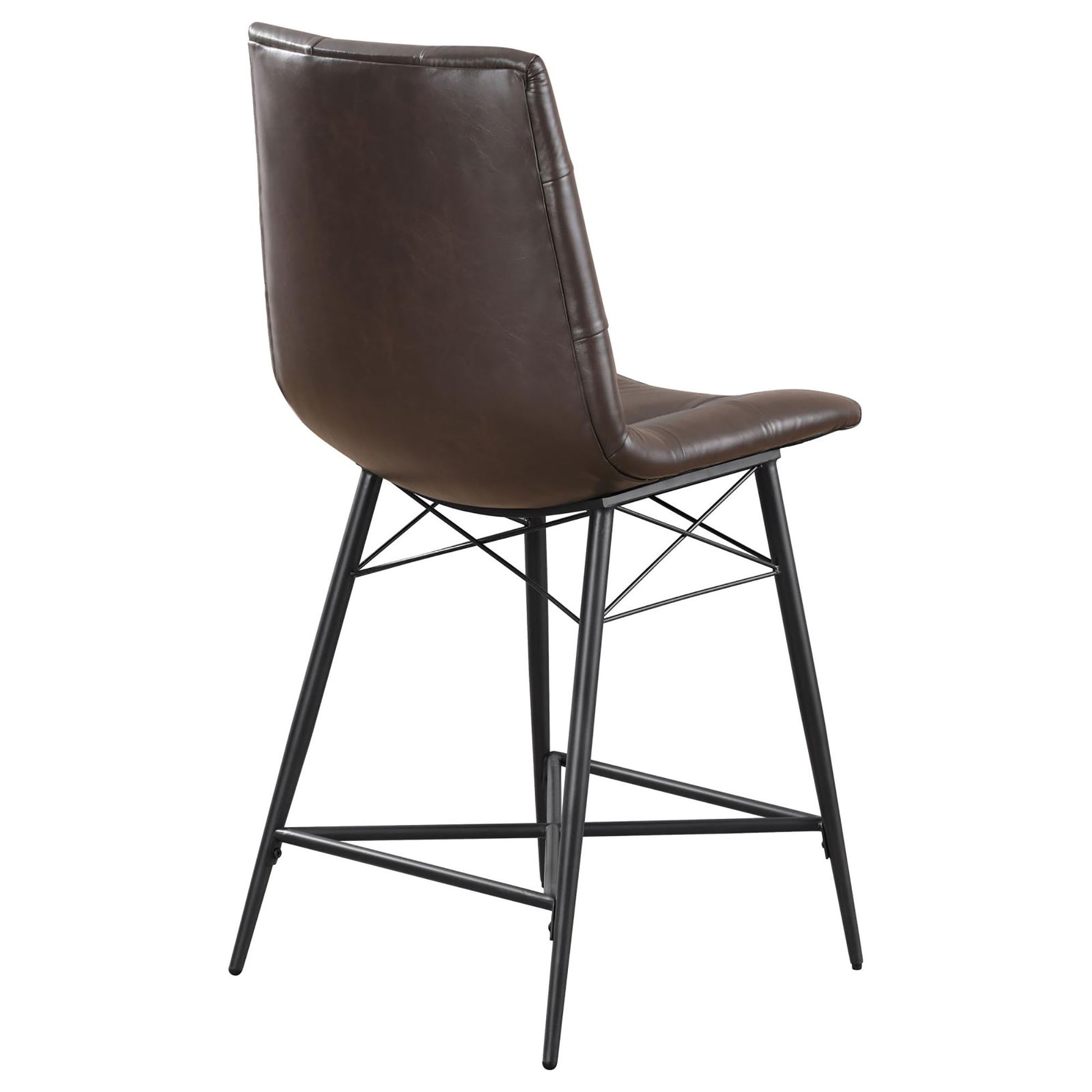 Brown Tufted Counter Height Stool Set Of 2 Solid Brown Dining Room Spot Clean Industrial Bar Stools Tufted Back Foam Upholstered
