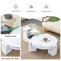 A Modern, Fashionable, And Durable Marble Textured Mdf Coffee Table With A Side Table. Match With Multiple Scenes. Suitable For Living Room And Bedroom. White Mdf Glass