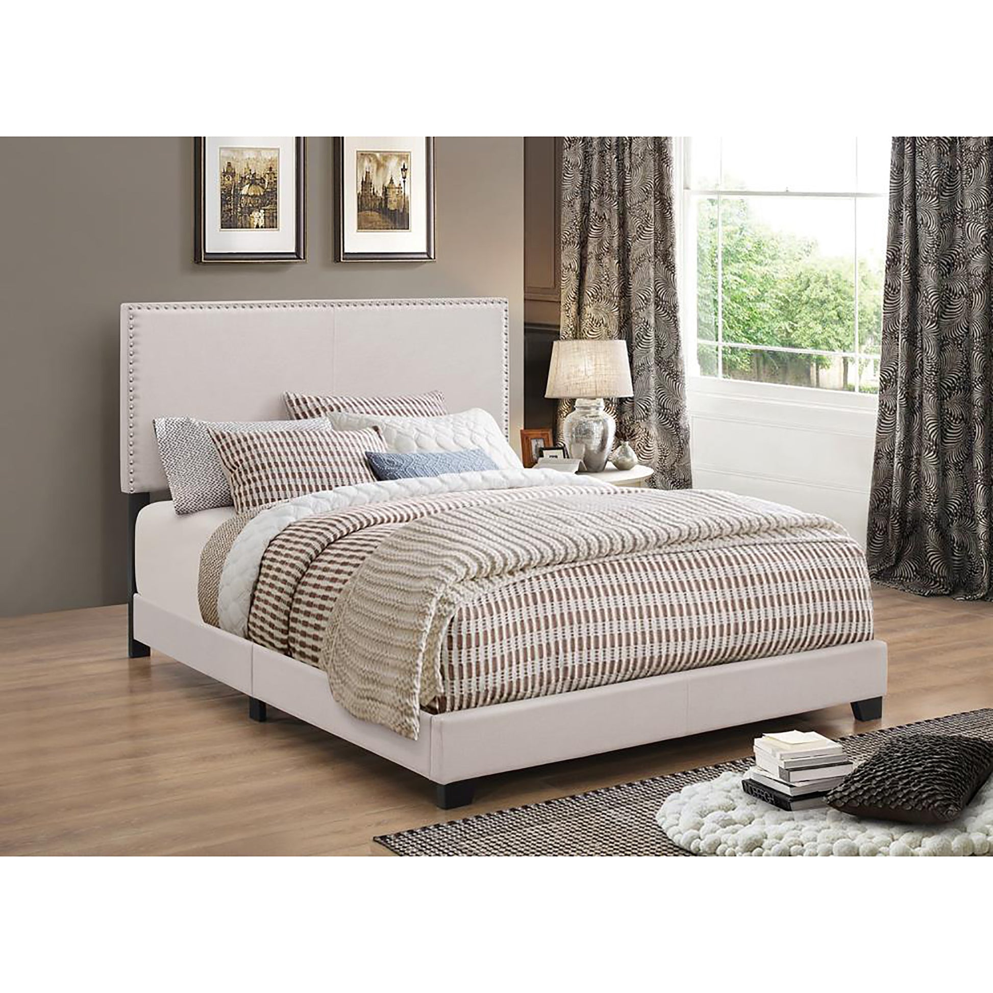 Ivory Twin Bed With Trim Box Spring Required Twin Ivory Wood Bedroom Transitional Panel Foam Upholstered