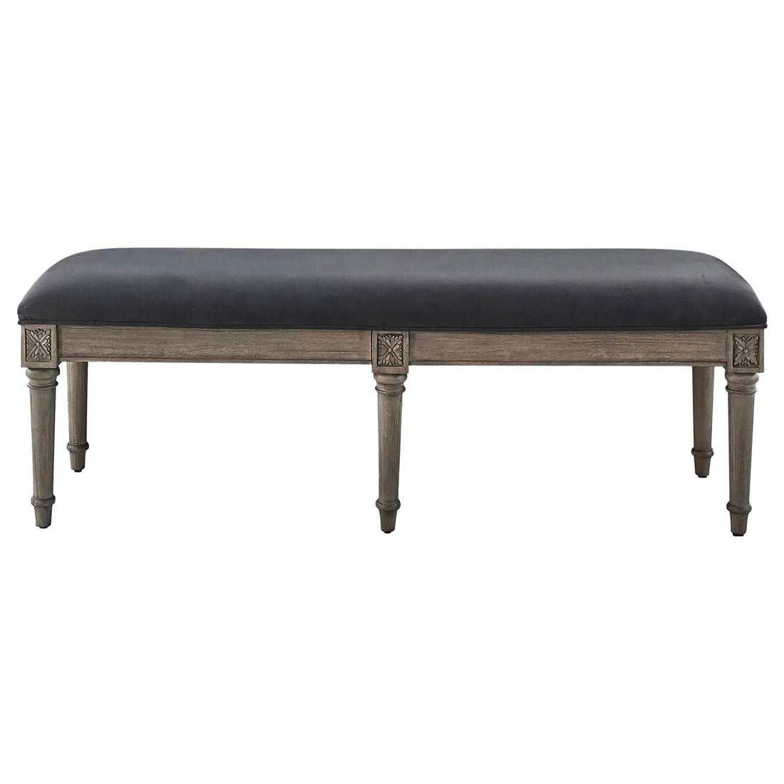 Chacoal Grey Upholstered Bench Brown Gray Primary Living Space Wipe Clean Rectangular Transitional Mahogany Wood