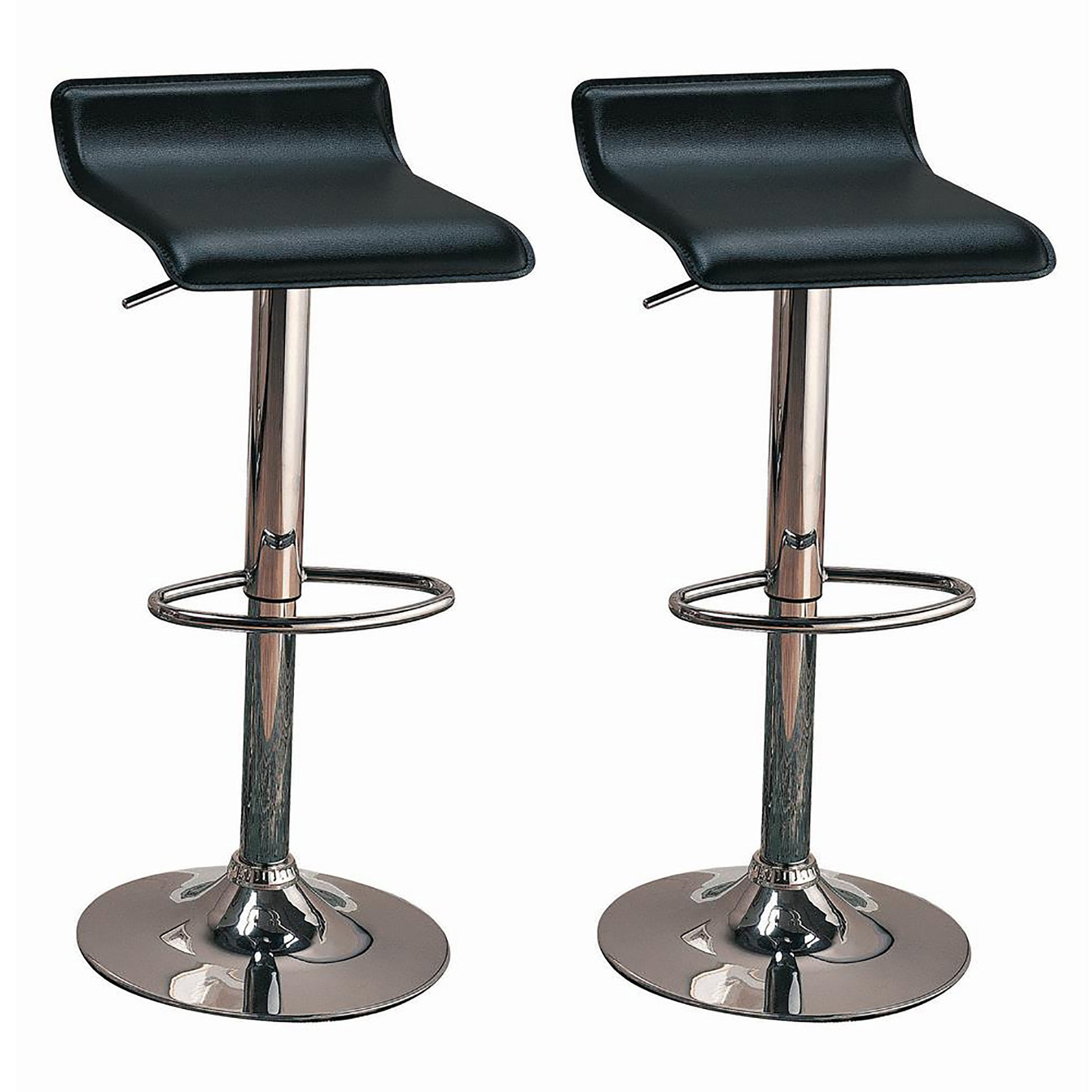 Black And Chrome Backless Bar Stool Solid Black Dining Room Spot Clean Contemporary,Modern Bar Stools Solid Back Foam Upholstered