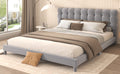 Queen Size Upholstered Platform Bed With Soft Headboard,Gray Gray Upholstered