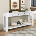 Console Table Sofa Table With Storage Drawers And Bottom Shelf For Entryway Hallway Antique White Antique White Solid Wood