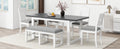 Modern 78Inch 6 Piece Extendable Dining Table Set, 4 Upholstered Dining Chairs And Dining Bench, 18