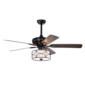 52 Inch Modern Ceiling Fan With Dual Finish Reversible Blades, Fandelier For Living Room, Dining Room, Bedroom, Family Room, Matte Black Matte Black American Traditional,Antique,Classic,Contemporary Crystal Metal