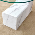 A Modern, Fashionable, And Durable Marble Textured Mdf Coffee Table With A Side Table. Match With Multiple Scenes. Suitable For Living Room And Bedroom. White Mdf Glass