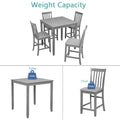 5 Piece Dining Table Set, Wooden Dining Square Table Set For 4, Counter Height Kitchen Table Set With Square Table And 4 Upholstered Chairs For Small Space, Gray Wood Gray Seats 4 Gray Wood Dining Room Acacia 4 Leg Square Dining Table With Chair Acacia