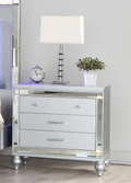 Sterling Mirror Framed Nightstand Made With Wood In Silver Silver 3 Drawers Bedroom Contemporary,Modern Acacia Wood