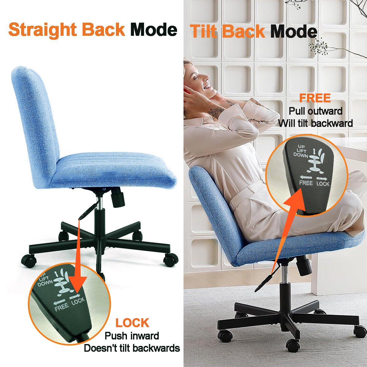 Armless Swivel Home Office Chair Sit Cross legged