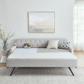 Twin Size Upholstery Daybed With Twin Size Erectable Trundle And Usb Charging Design, Linen Beige Twin Beige Linen