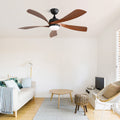 52 Inch Indoor Ceiling Fan With 3 Color Dimmable 5 Abs Blades Remote Control Reversible Dc Motor Black With Led Light Black Abs