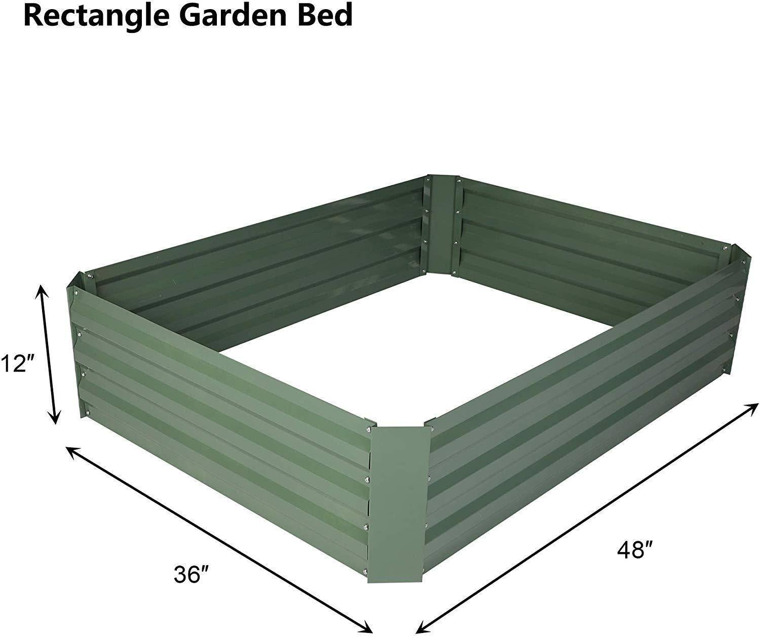 Raised Garden Bed Galvanized Planter Box Anti Rust green-metal
