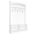 47.2'' Wide Hall Tree With Bench And Shoe Storage, Multi Functional Storage Bench With 3 Hanging Hooks & Open Storage Space, Rectangle Storage & Shelves Coat Rack For Hallway, White White Primary Living Space Shelves Particle Board